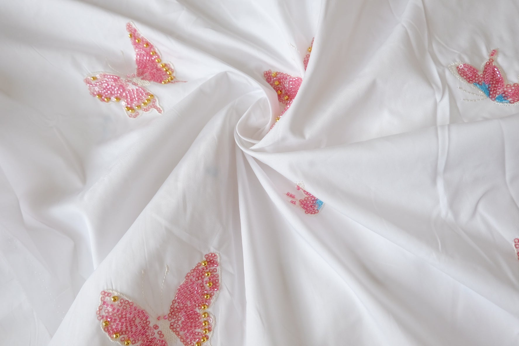 Beaded Butterfly High-Density Cotton Poplin, 2.2 Yards
