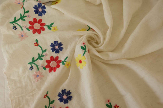 Embroidered Border Linen-Lyocell Blend Fabric – Per Yard
