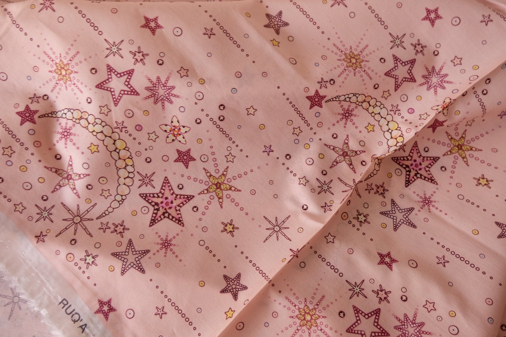 Pink Celestial Moon & Star Cotton Lawn Fabric – 3.2 yd