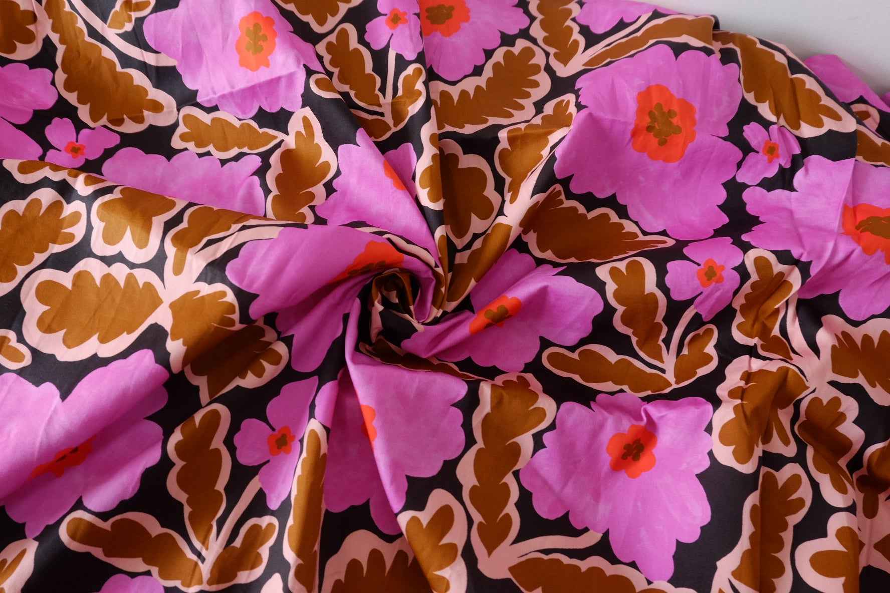 Pink Floral Backed Cotton Sateen Fabric – 3.1 yd