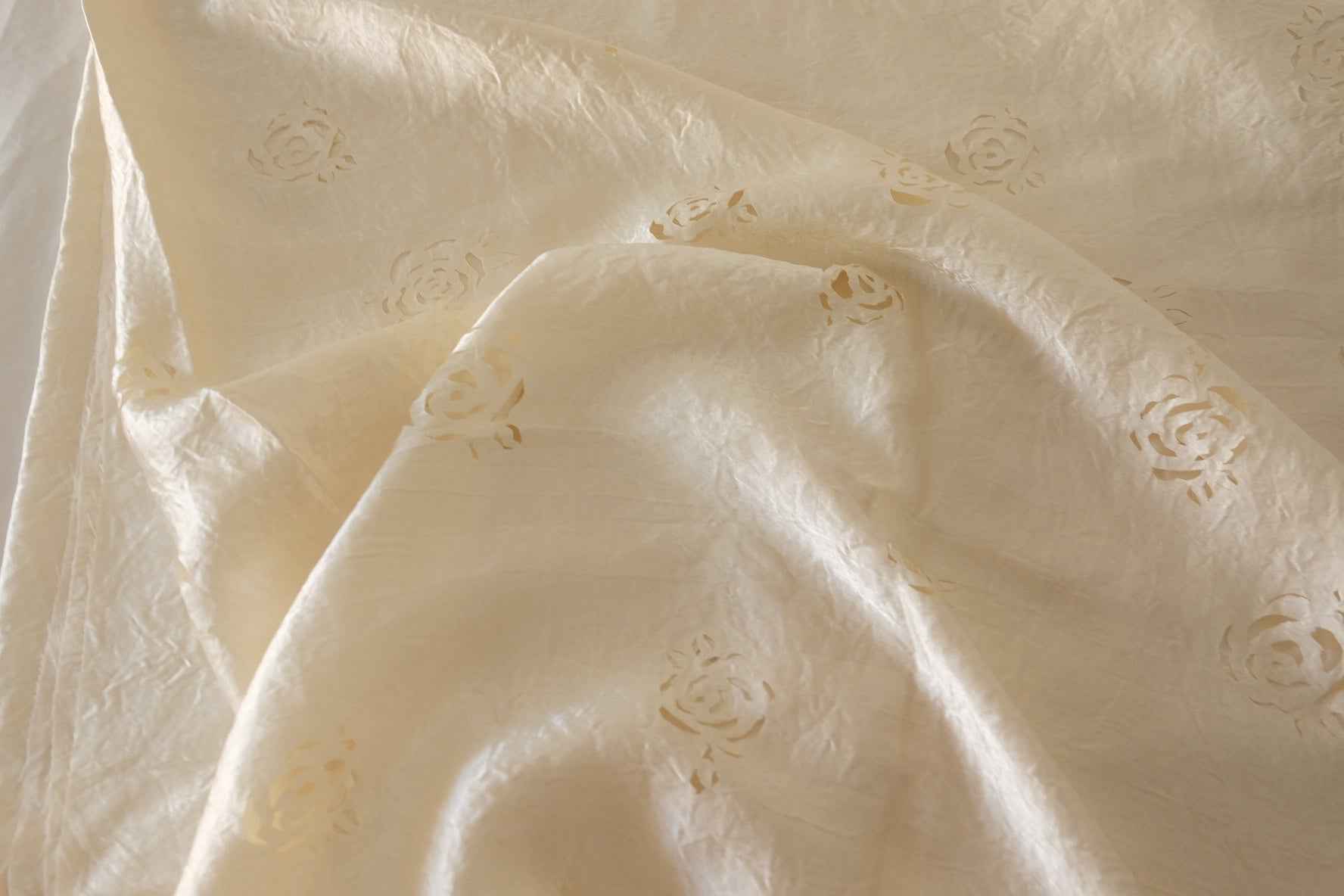 Ivory Laser Cut Tencel Blend Jacquard Fabric – 2.2 yd
