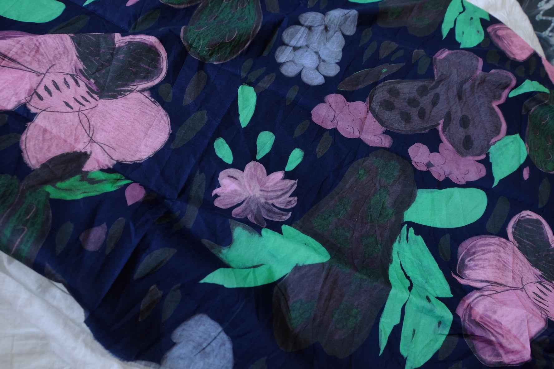 Blue Blossom Cotton Lawn Fabric — 2.08 yd