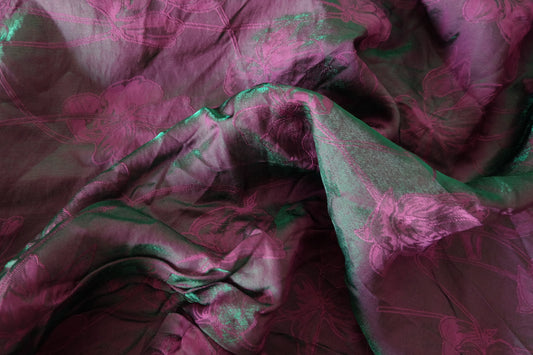 Iridescent Floral Jacquard Satin – 1.6 yd