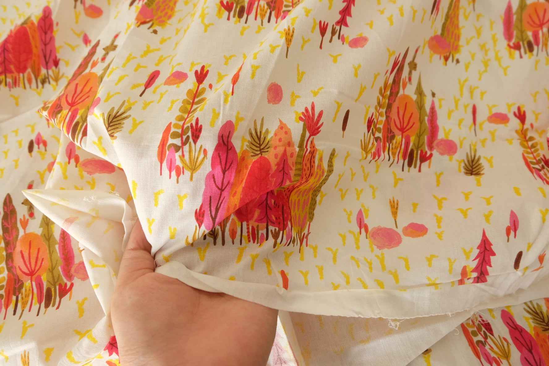 Coral Botanical Cotton Poplin — 3.83 yd
