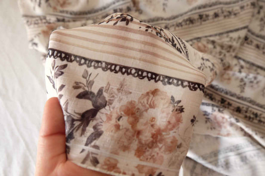 Vintage Floral Stripe Tencel Fabric – 3.3 yd