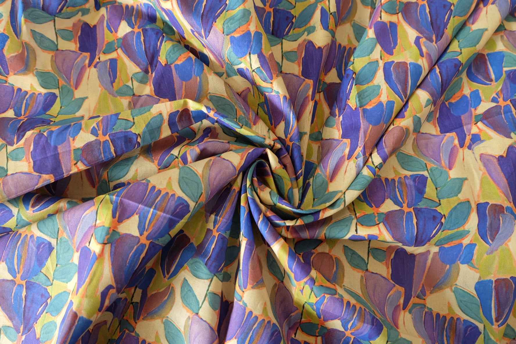 Cobalt Tulip Cotton Lawn – 3.72 yd
