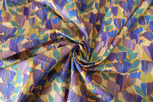 Cobalt Tulip Cotton Lawn – 3.72 yd