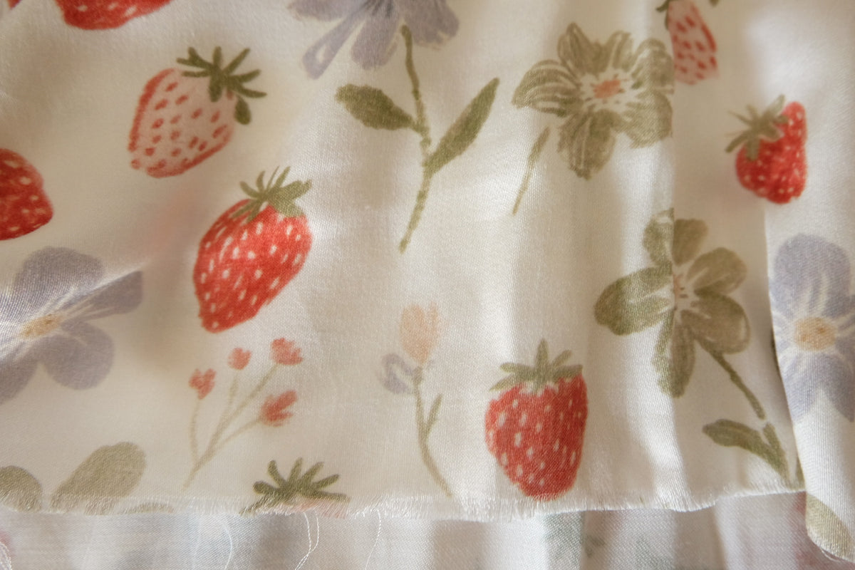 Strawberry Daydream – Silky Rayon Sateen Fabric – 3.28 yd