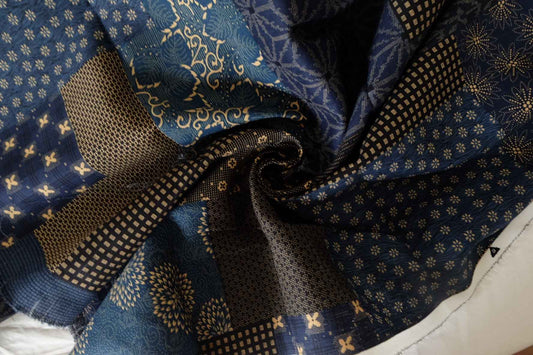 Indigo Patchwork Slub Cotton Linen Blend — 1.64 yd