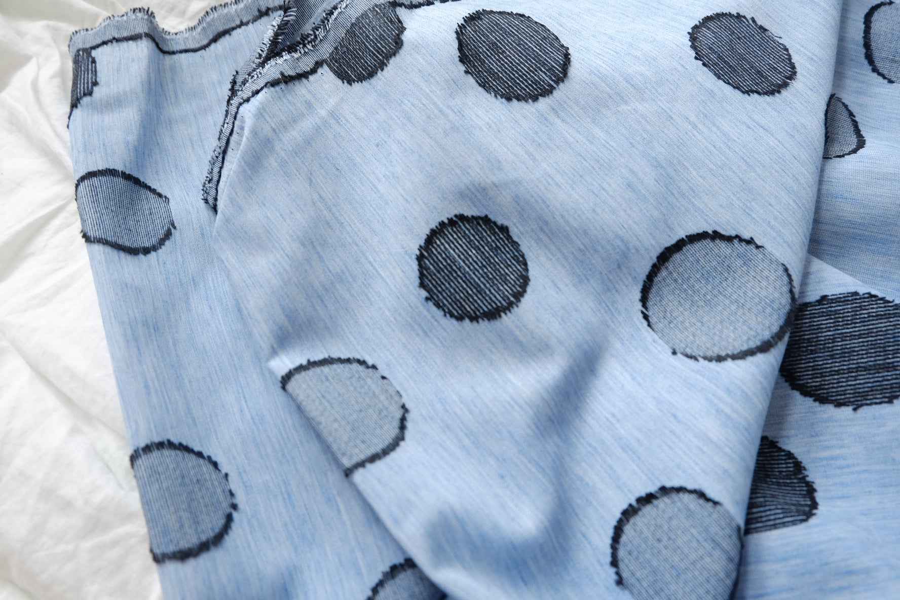 Blue Textured Dot Tencel Nylon Fabric — 1.64 yd Piece