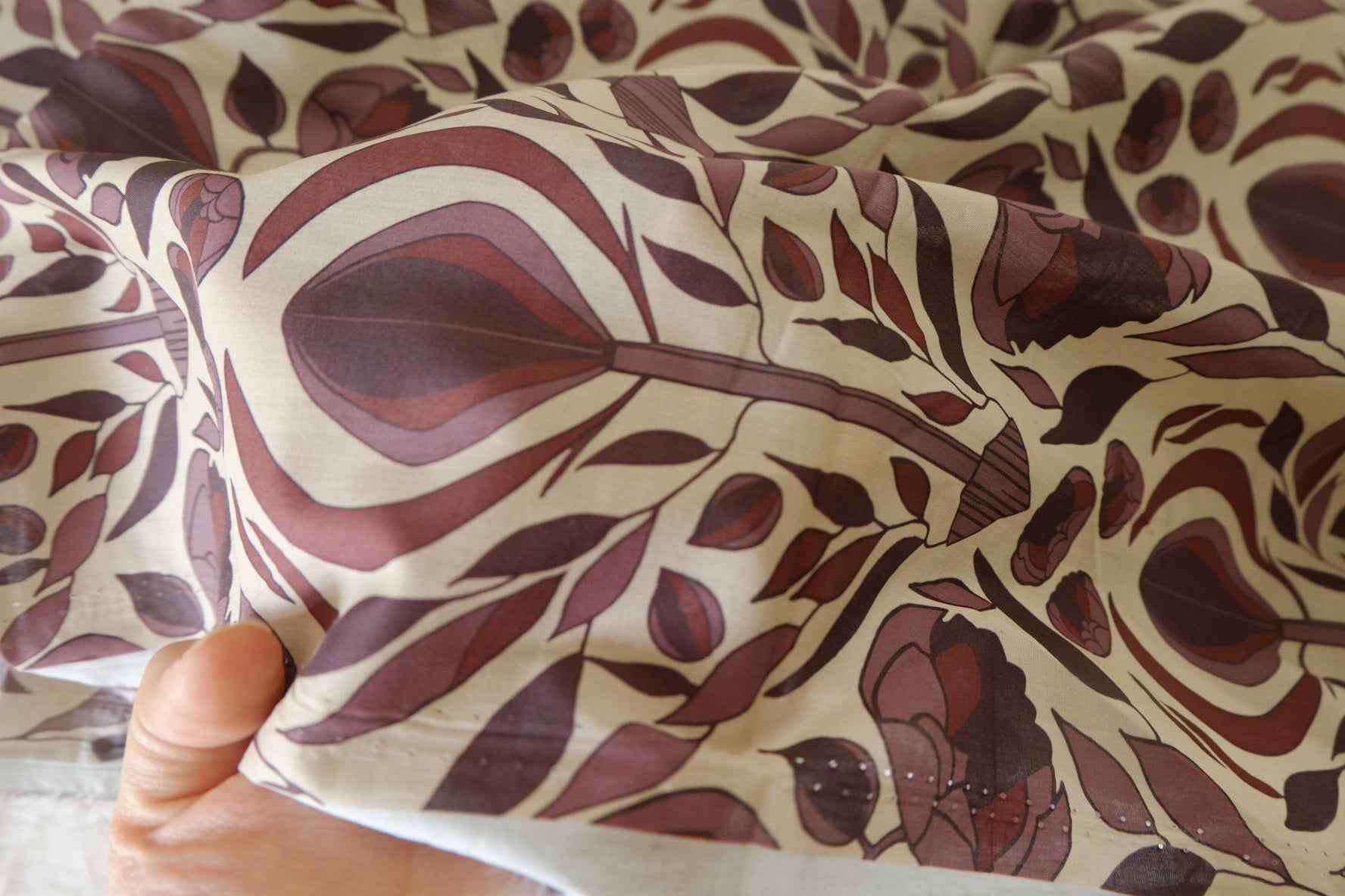 Burgundy Art Nouveau Cotton Lawn — 3.61 yd