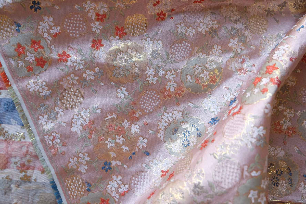 Blush Pink Floral Brocade Jacquard Fabric – 2.19 yd