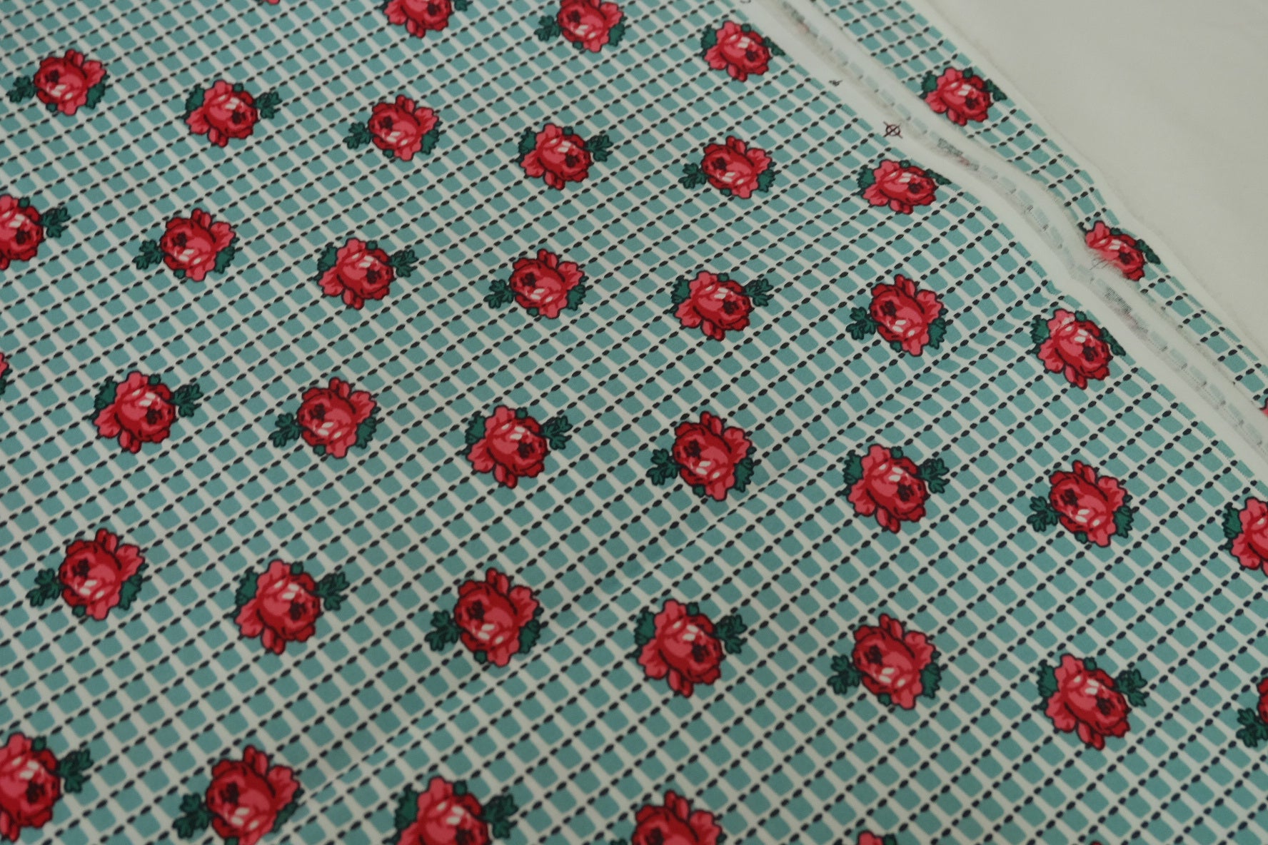 Red Rose Plaid Stretch Cotton Poplin Fabric – 2.2 yd