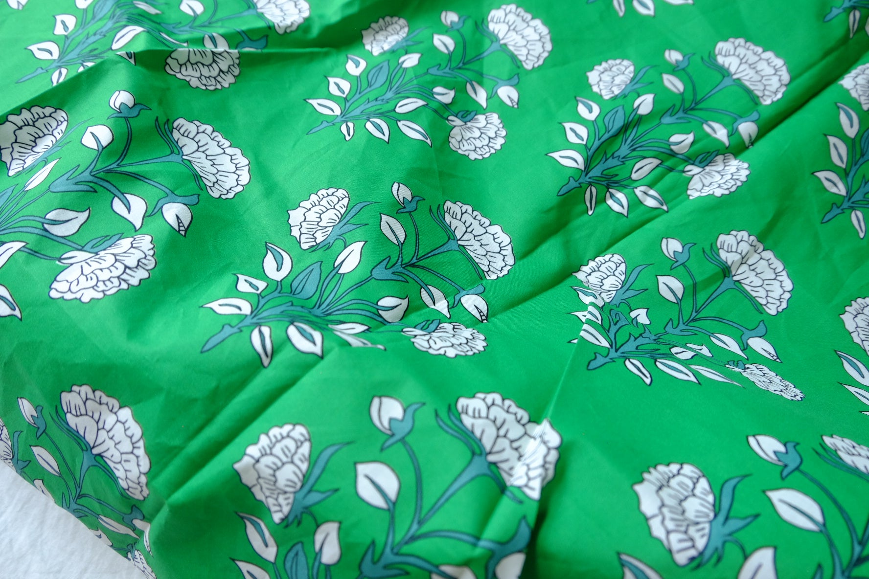 Green Floral 80s Cotton Poplin — 1.97 yd
