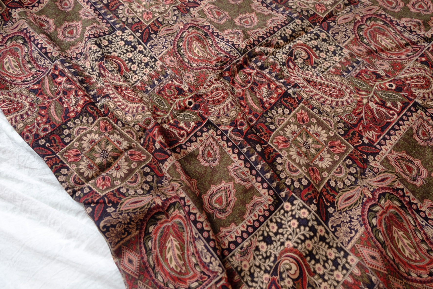 Washed Paisley Patchwork Linen Cotton Fabric - 1.86 yd