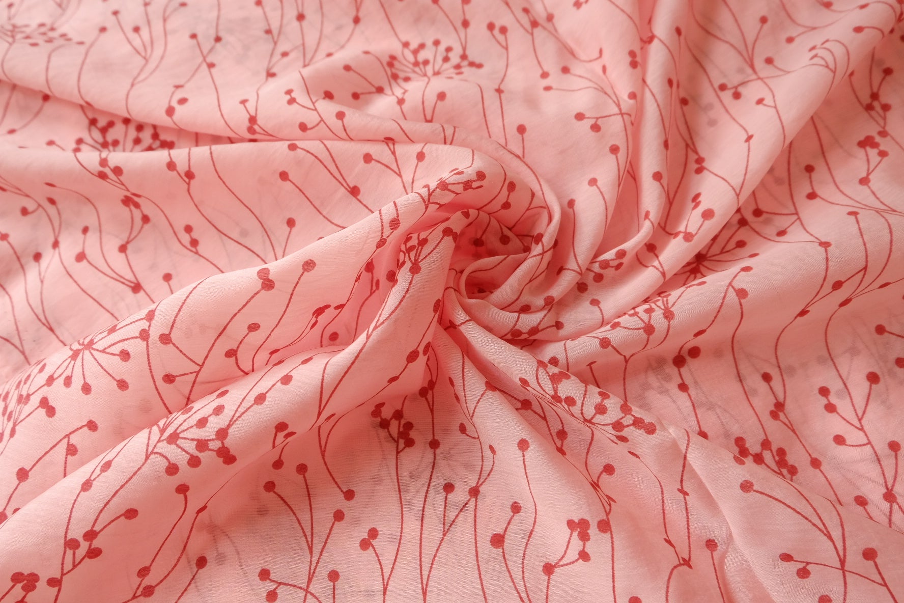 Sheer Tencel Mesh, Floating Berry Print, 2.2 Yards