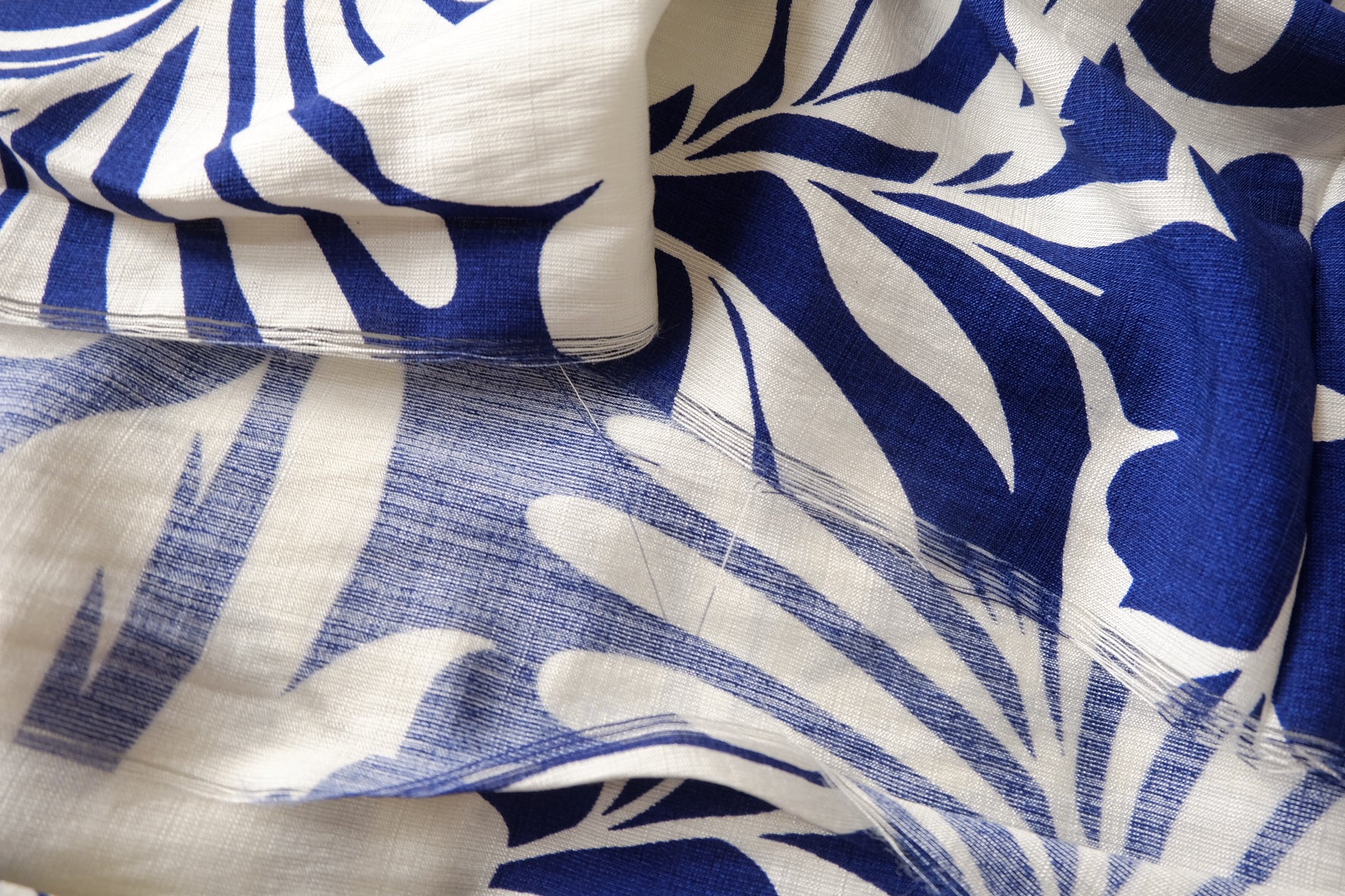 Blue Tropical Lyocell Linen Blend Fabric, Soft & Drapey, 1.6 Yards