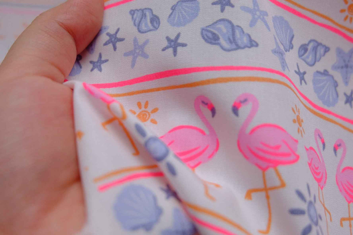 Flamingo & Seashell Cotton Poplin — 2.2 yd
