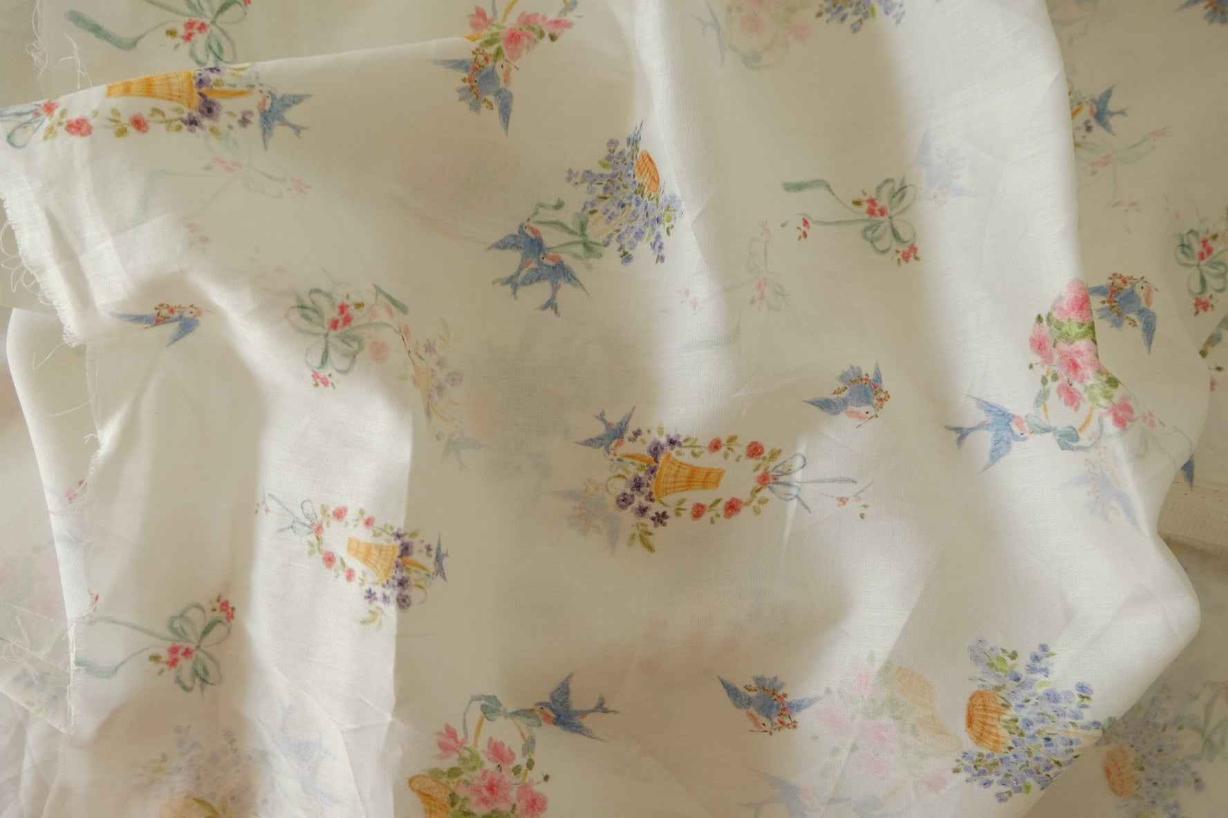 Little Blue Bird 80s Cotton Sateen Fabric – 3.3 yd