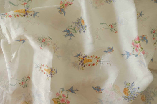 Little Blue Bird 80s Cotton Sateen Fabric – 3.3 yd