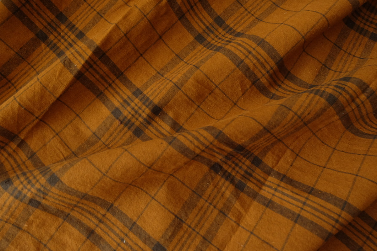 Vintage Rust Plaid Yarn-Dyed Cotton Fabric-2.2 yd
