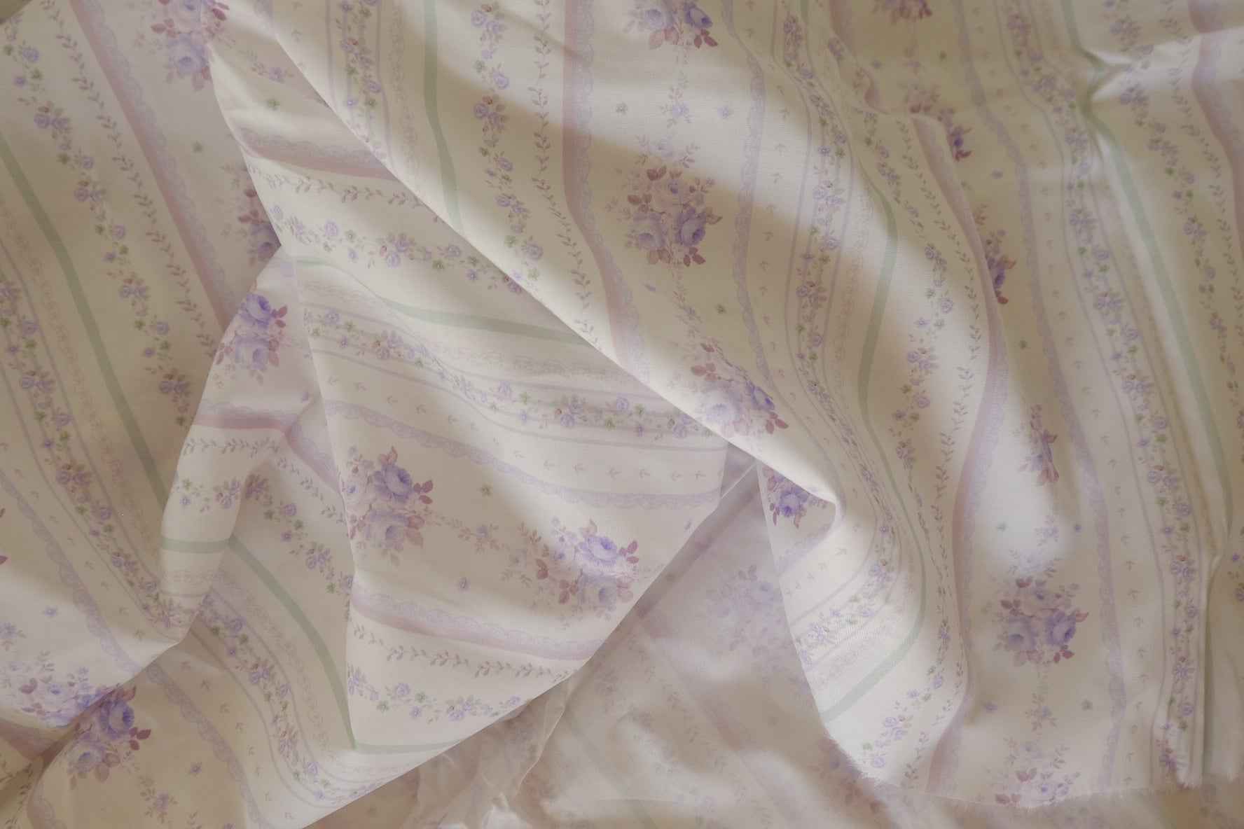 Floral Stripe Print  Cotton Satten -2.2 yards