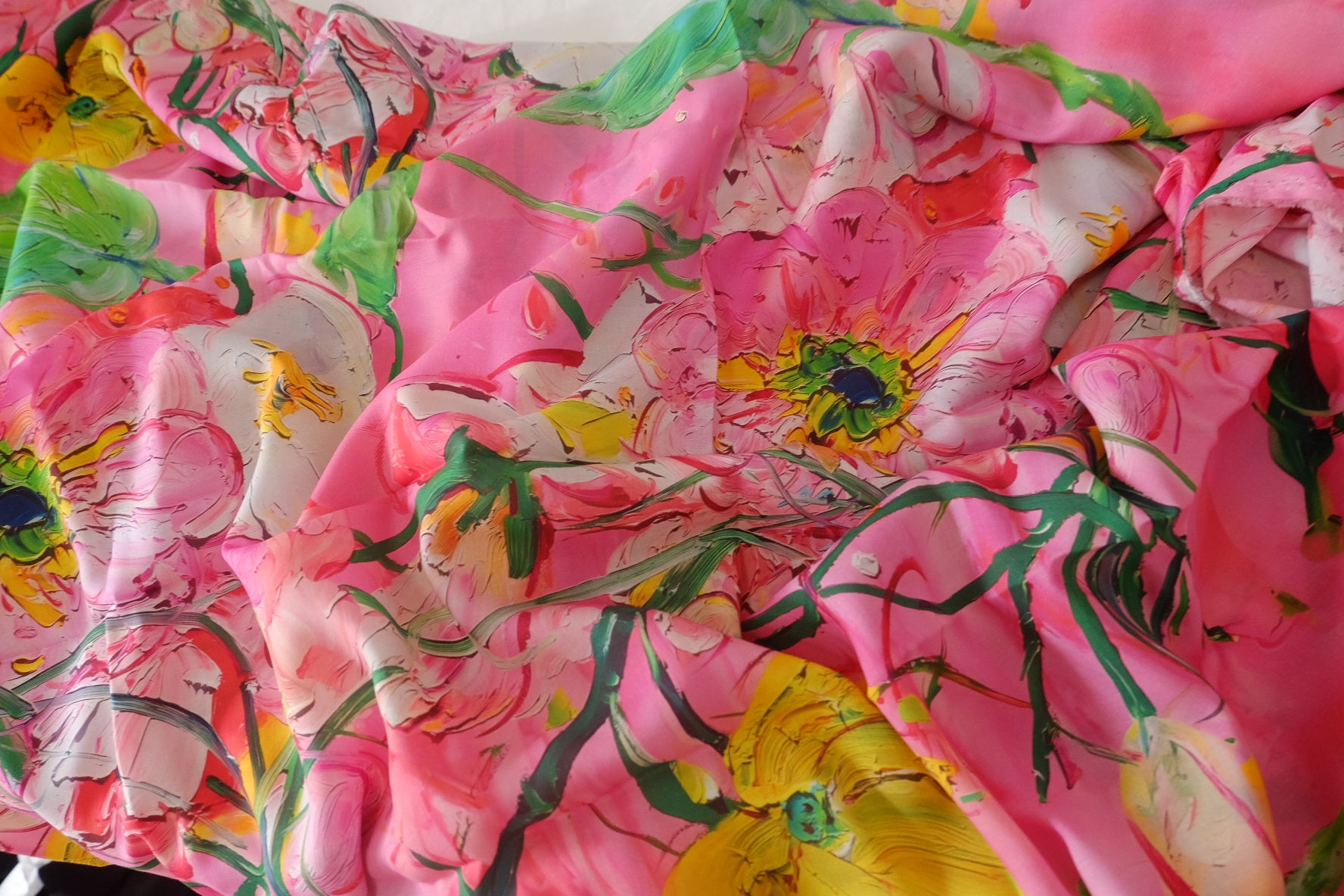 Painterly Pink Floral Tencel Ramie – 3.3 yd