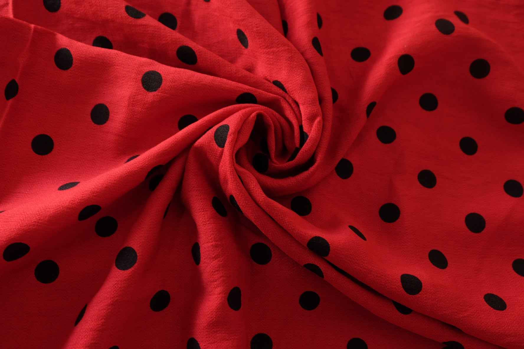 Red & Black Polka Dot Tencel Ramie Blend Fabric – 2.8 yd