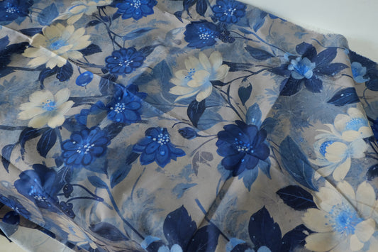 Blue Nocturne Floral Cotton Lawn – 3.3 yd