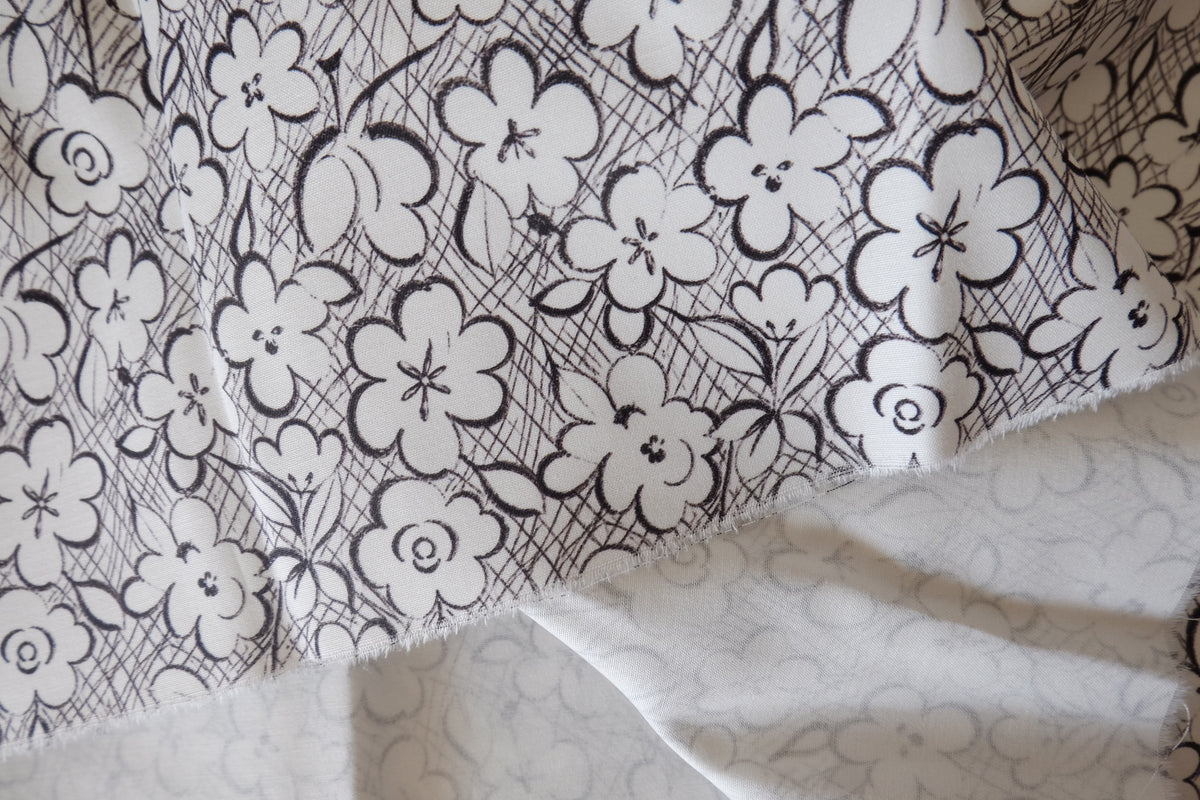 Monochrome Sketch Garden – Double-Layer Cotton Poplin – 2.19 yd