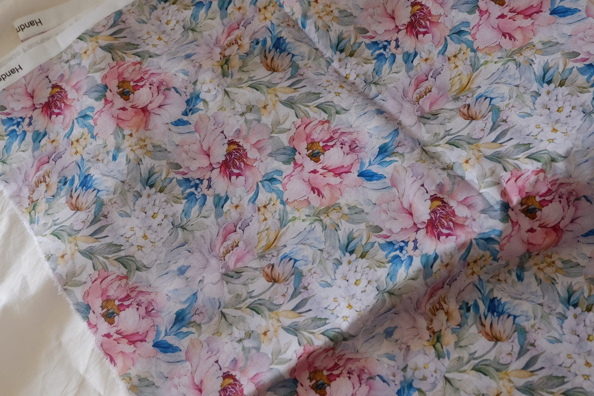 Blushing Peony Garden – Floral Cotton Fabric – 1.64 yd