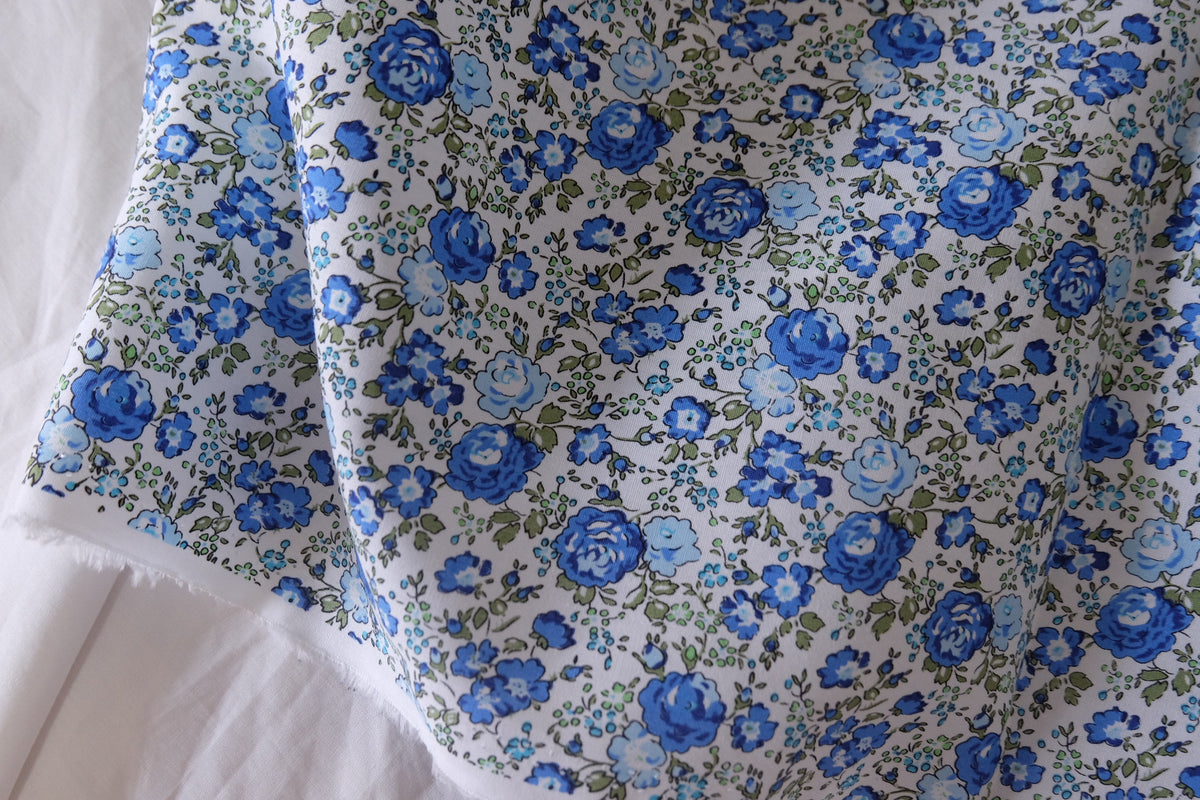 Blue Garden Floral Cotton Poplin – 3.3 yd
