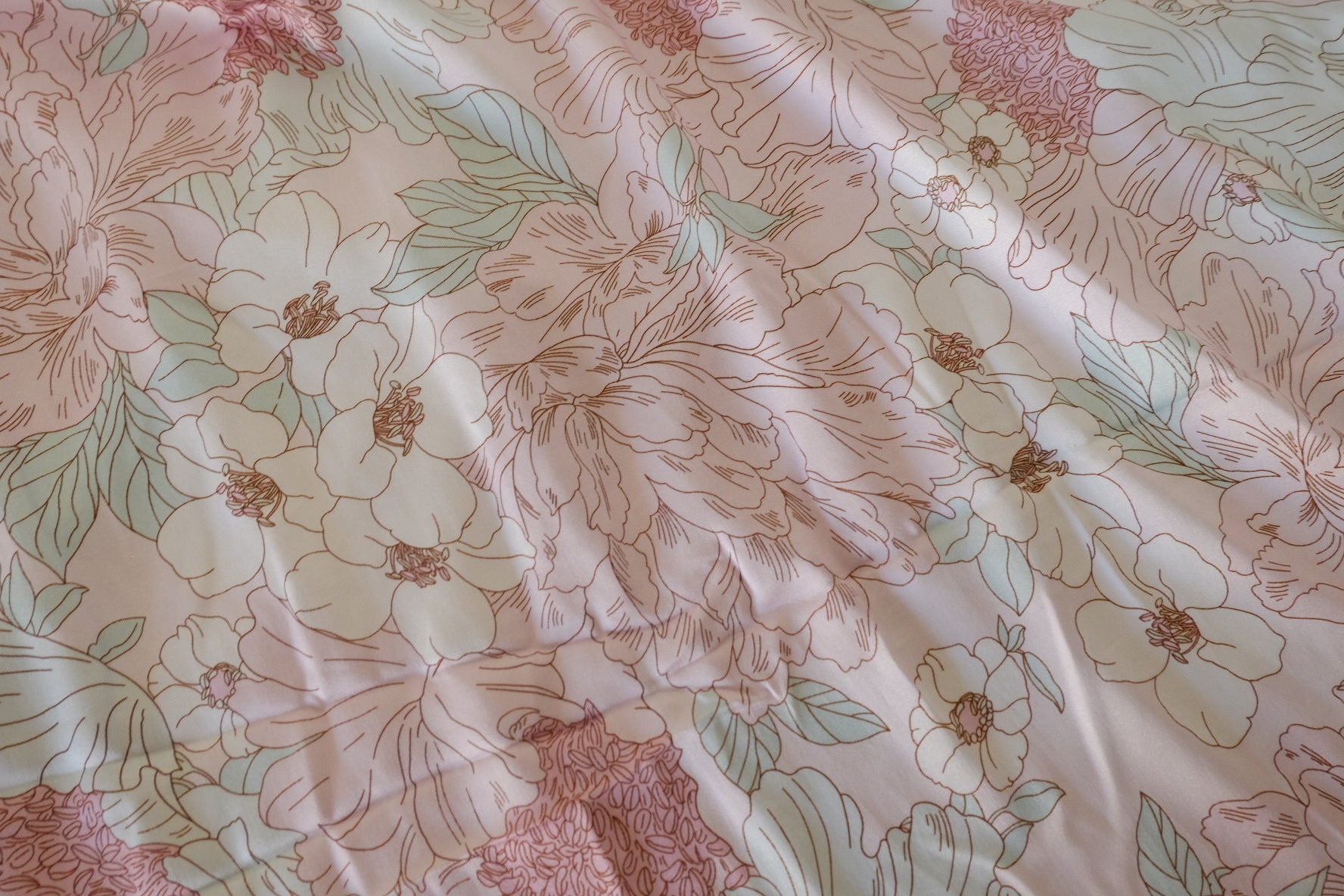 Soft Blush Line Floral Rayon Challis Fabric – 3.3 yd