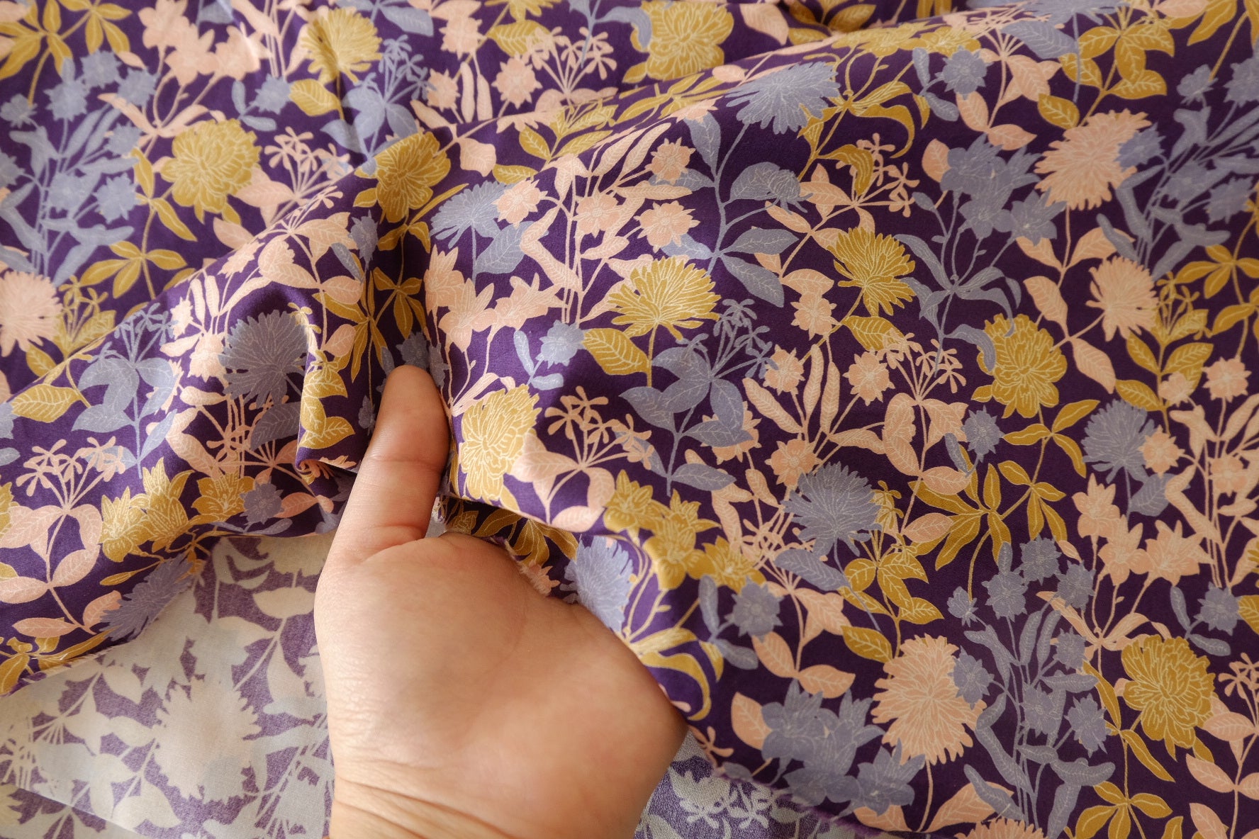 Plum Botanical Garden Print Cotton Poplin Fabric – 2.19 yd Piece