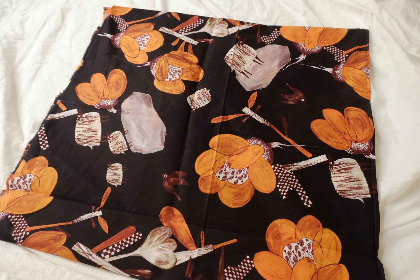 Black Orange Cotton Poplin Fabric, Crisp Lightweight Shirting Weight, 1.97 Yards