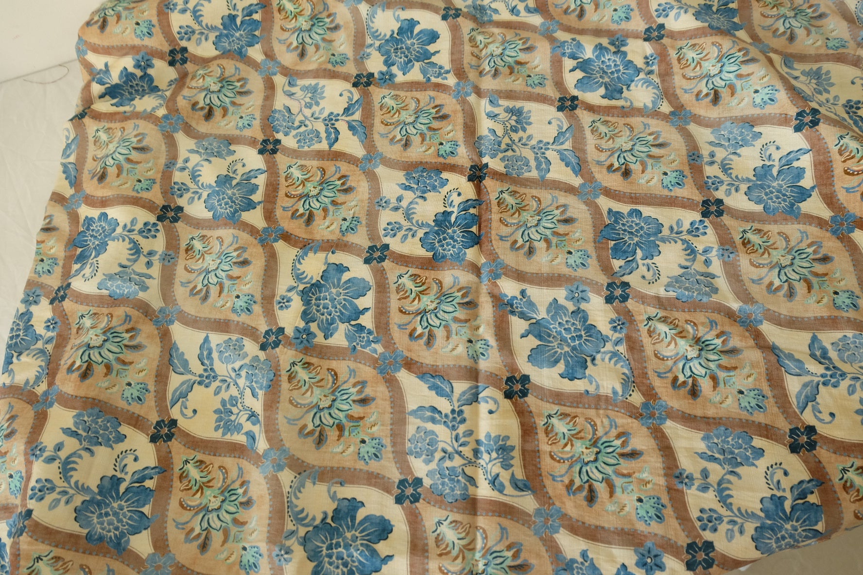 Vintage Tile Floral Tencel Cotton Blend Printed Fabric – 3.3 yd