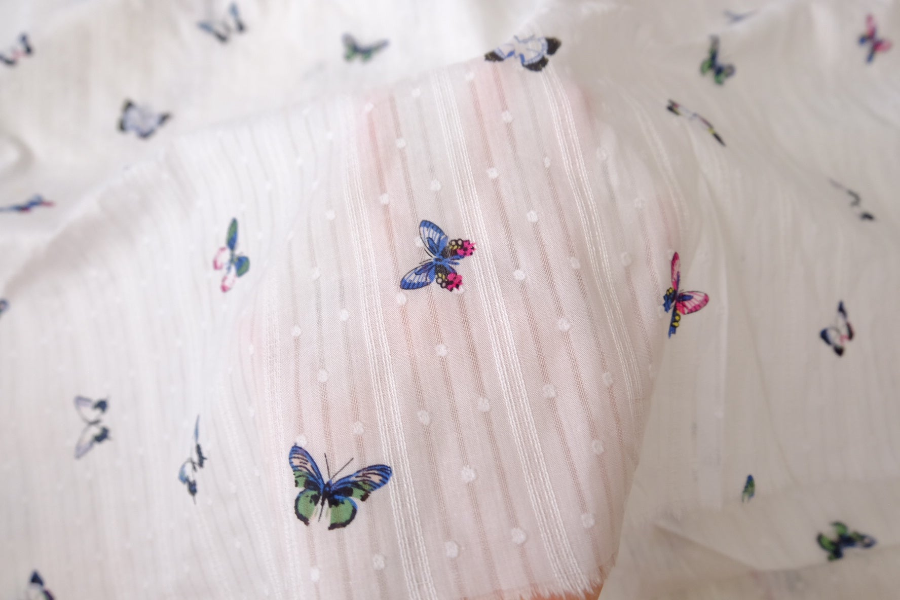 Butterfly Clip Dot Cotton Jacquard Blouse Fabric (1.6 Yards)