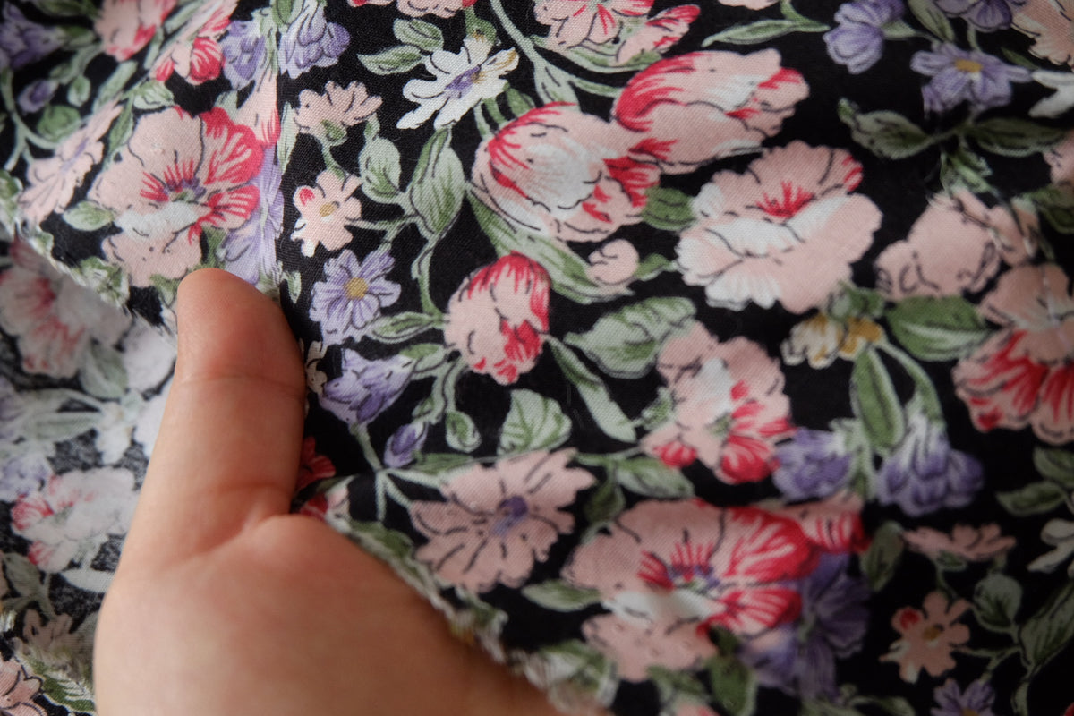 Black Garden Floral Cotton Poplin – 2.2 yd