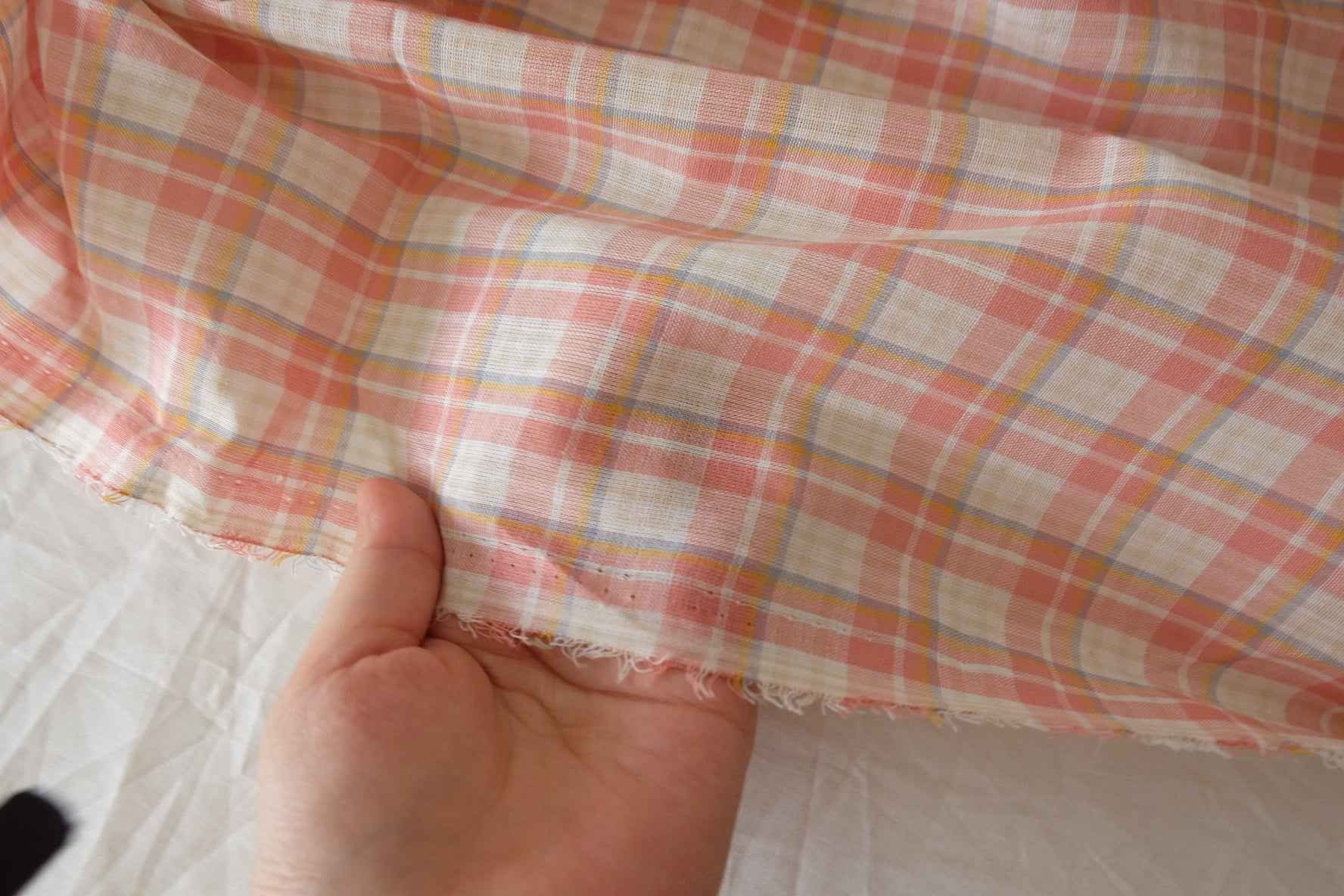 Peach Yarn-Dyed Cotton Plaid — 2.19 yd / 3.28 yd