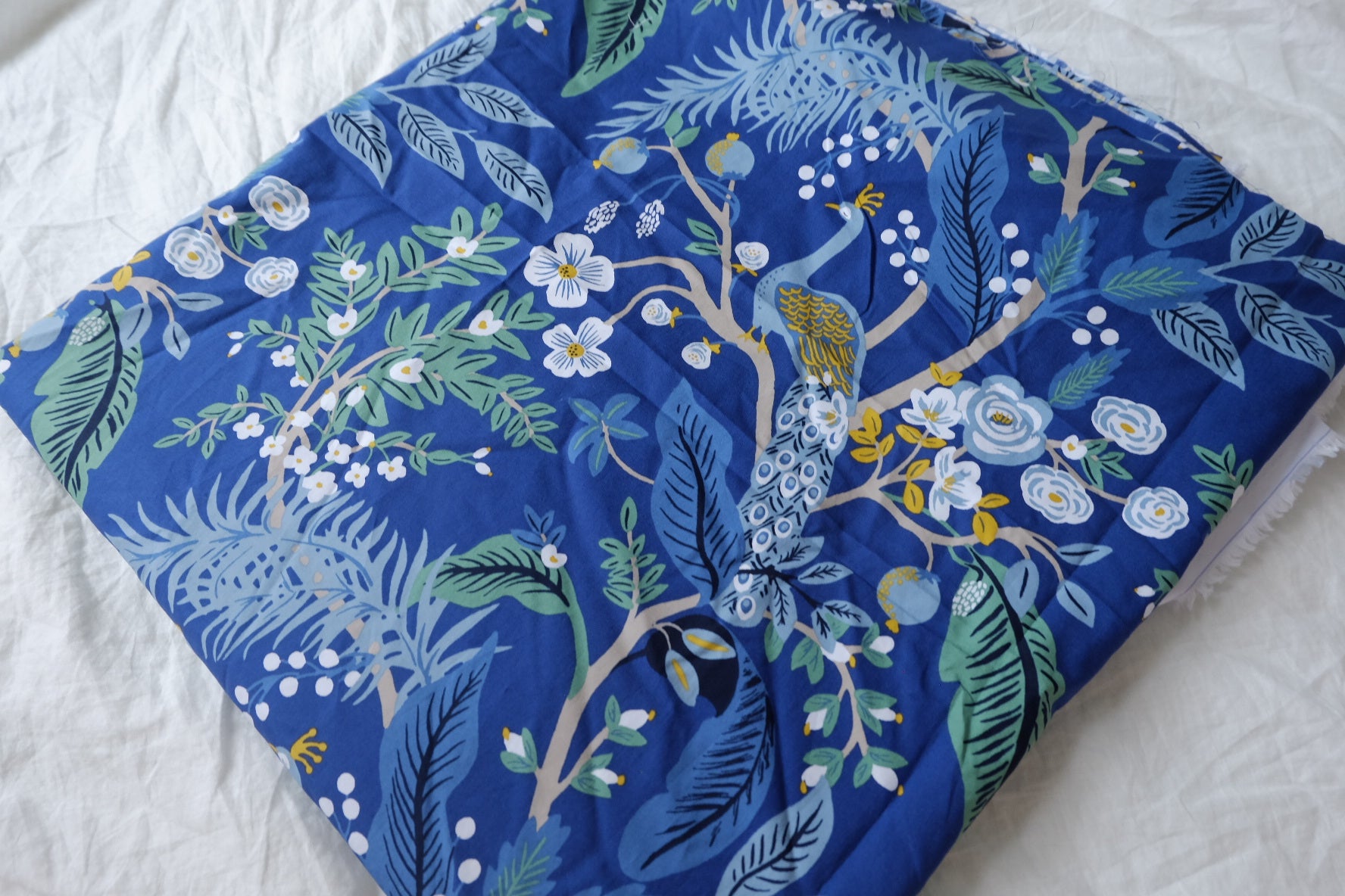 Blue Peacock Garden Silky Lightweight Poplin — 3.28 yd