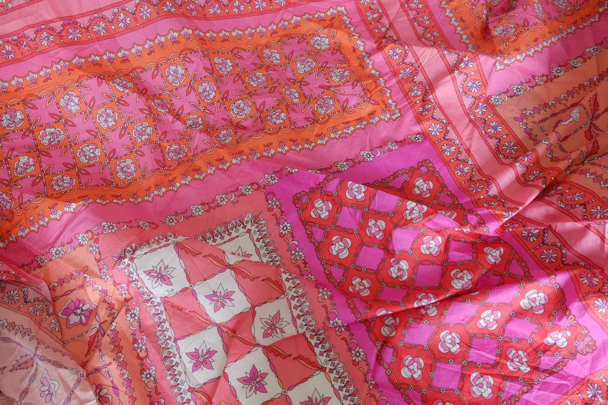 Pink & Orange Scarf-Print Cotton Lawn — 1.2 yd