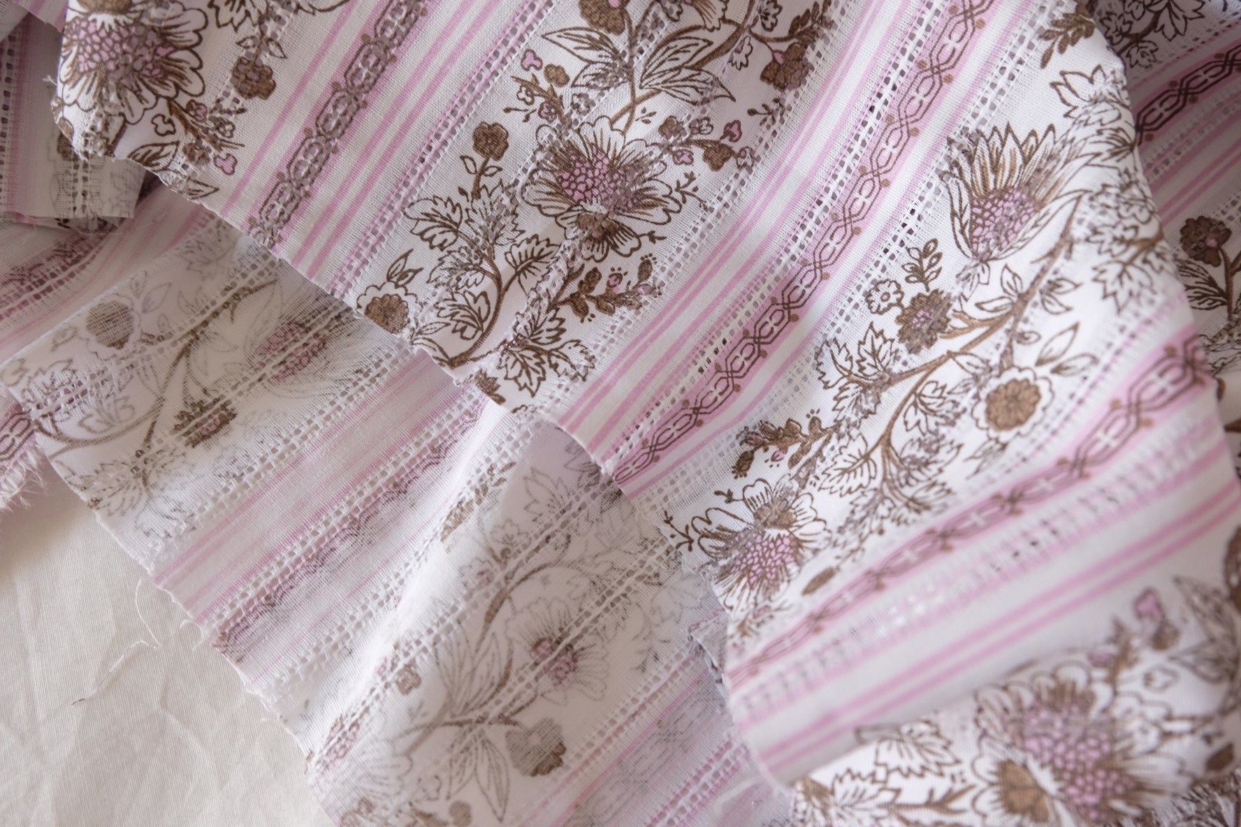 Pink Botanical Stripe Cotton Jacquard Fabric – 3.3 yd