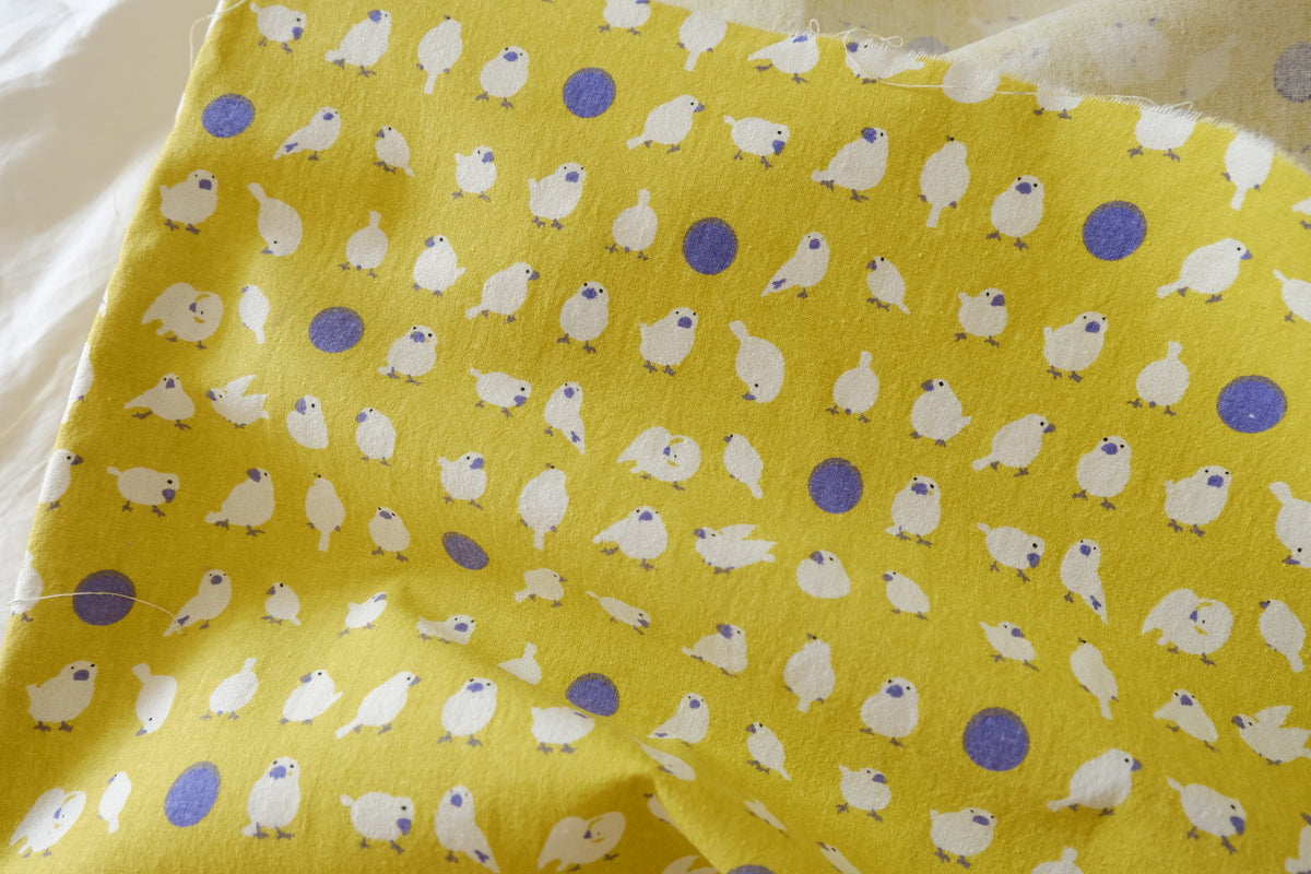 Little White Birds Yellow Cotton Linen Blend – 2.19 yd
