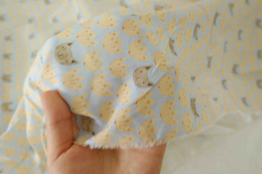 Blue Cat Floral Cotton Fabric - 1.6 yd