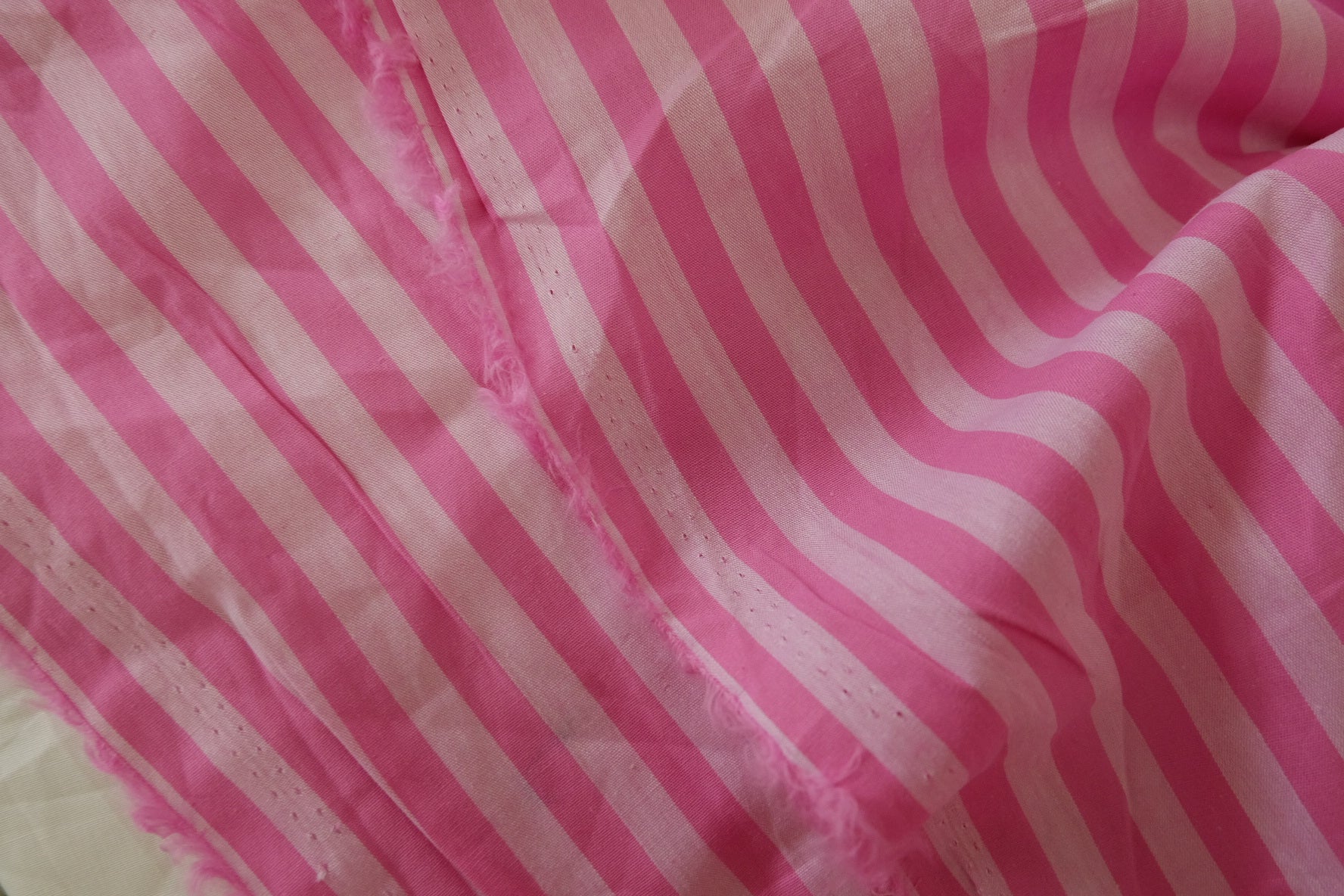 Pink Striped Lightweight Cotton Fabric - 3 yd
