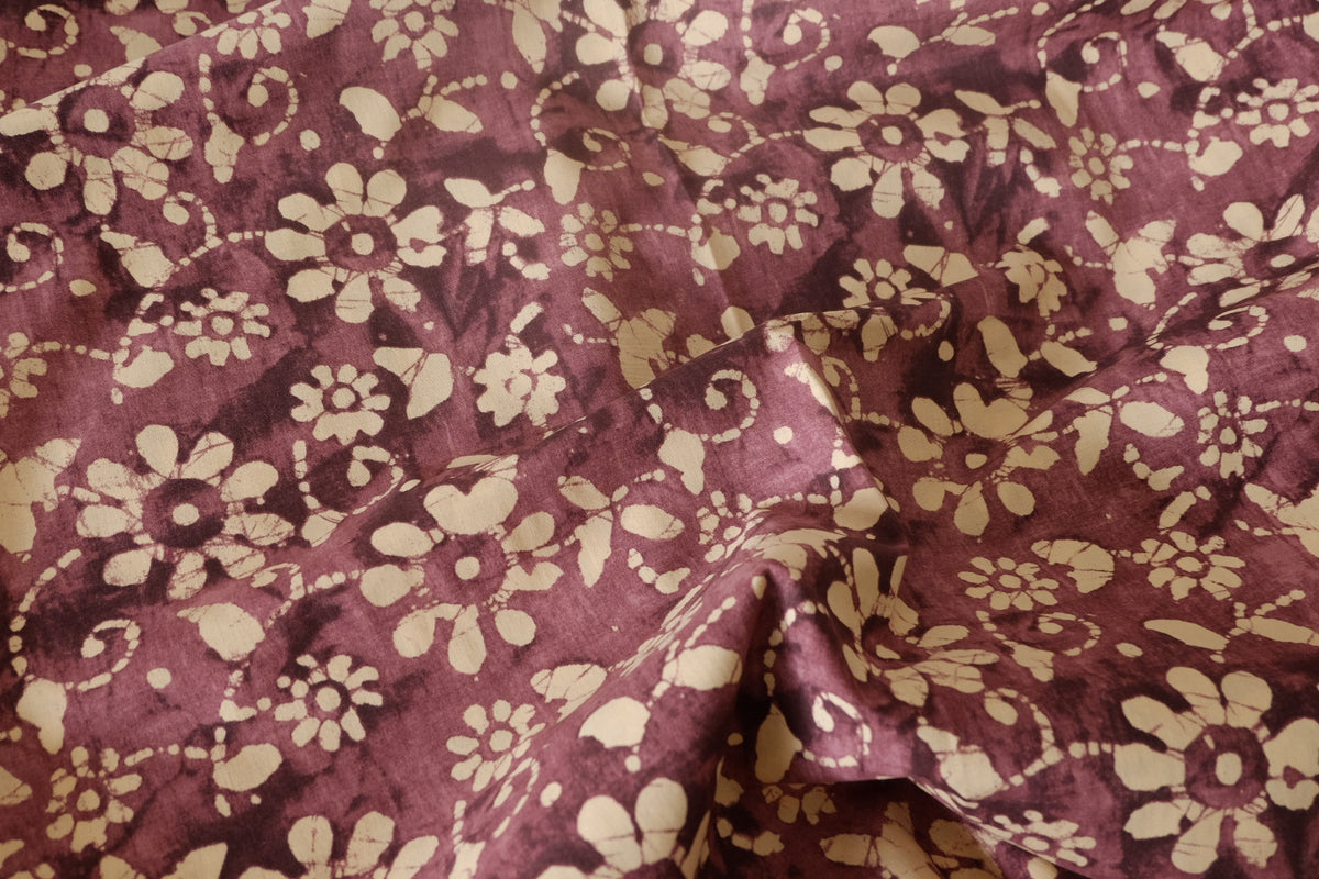 Batik Plum Floral Fine Cotton – 2.2 yd