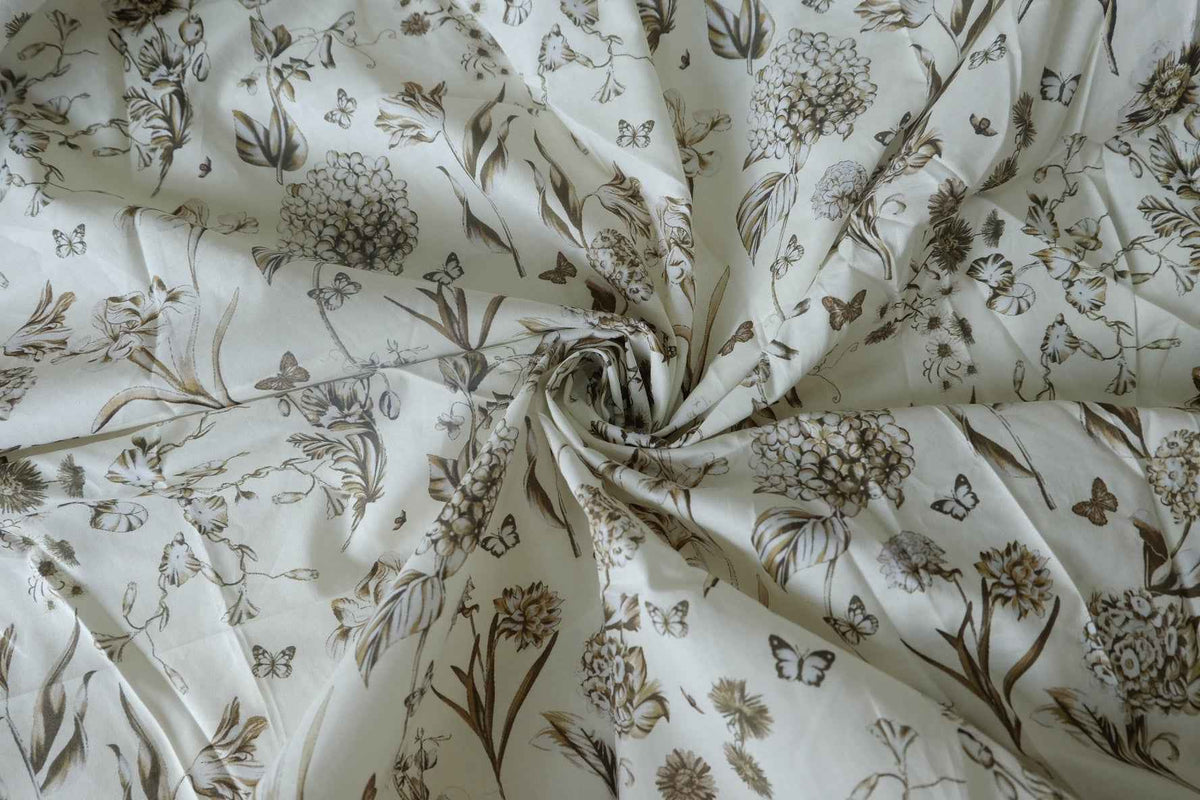 Sepia Botanical Cotton Poplin — 3.3 yd