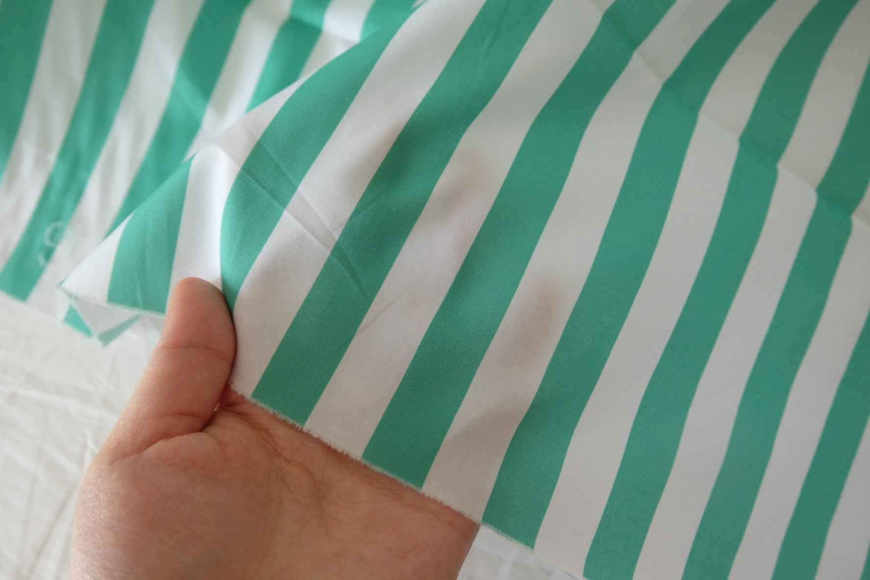 Mint Stripe Paper-Crisp Cotton Poplin — 2.19 yd