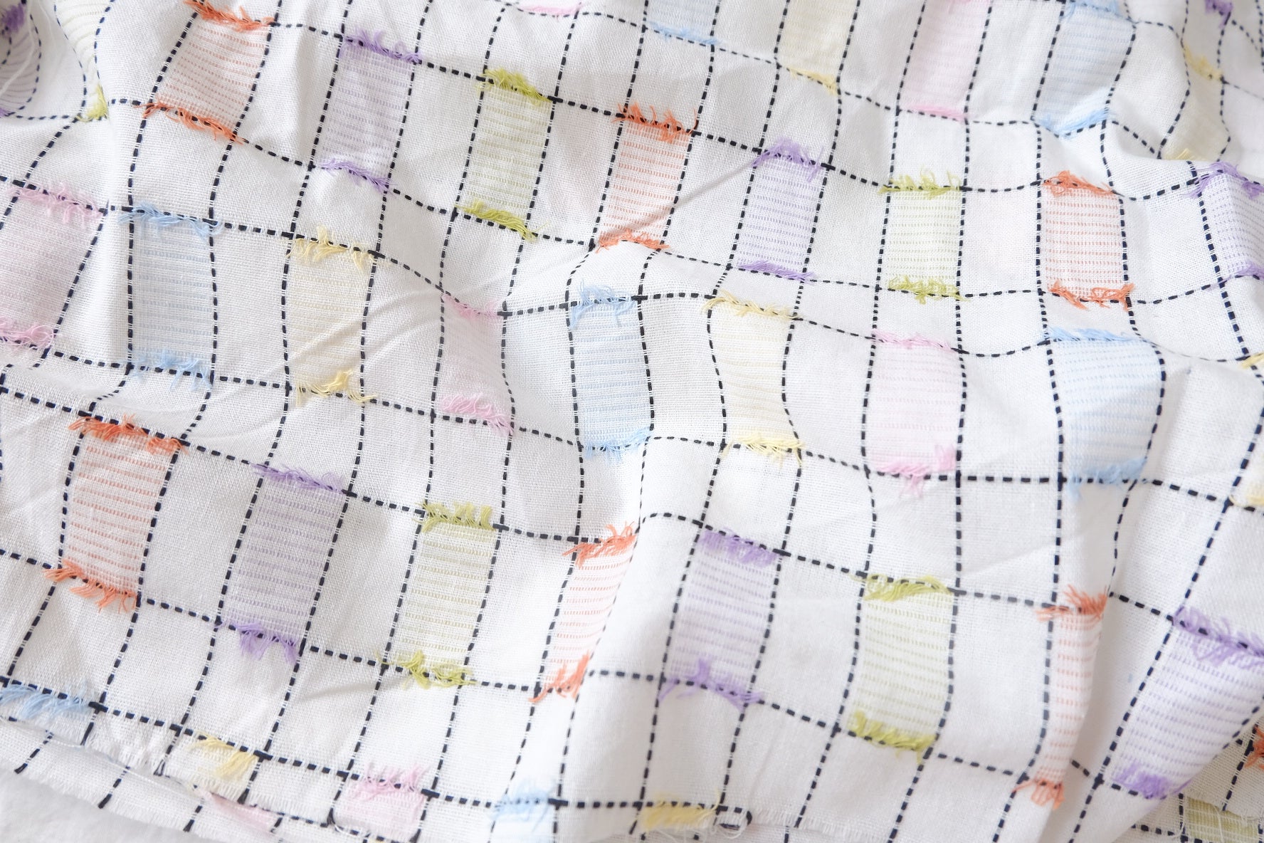 Color Patch Yarn-Dyed Jacquard Check Fabric - 1.64 yd