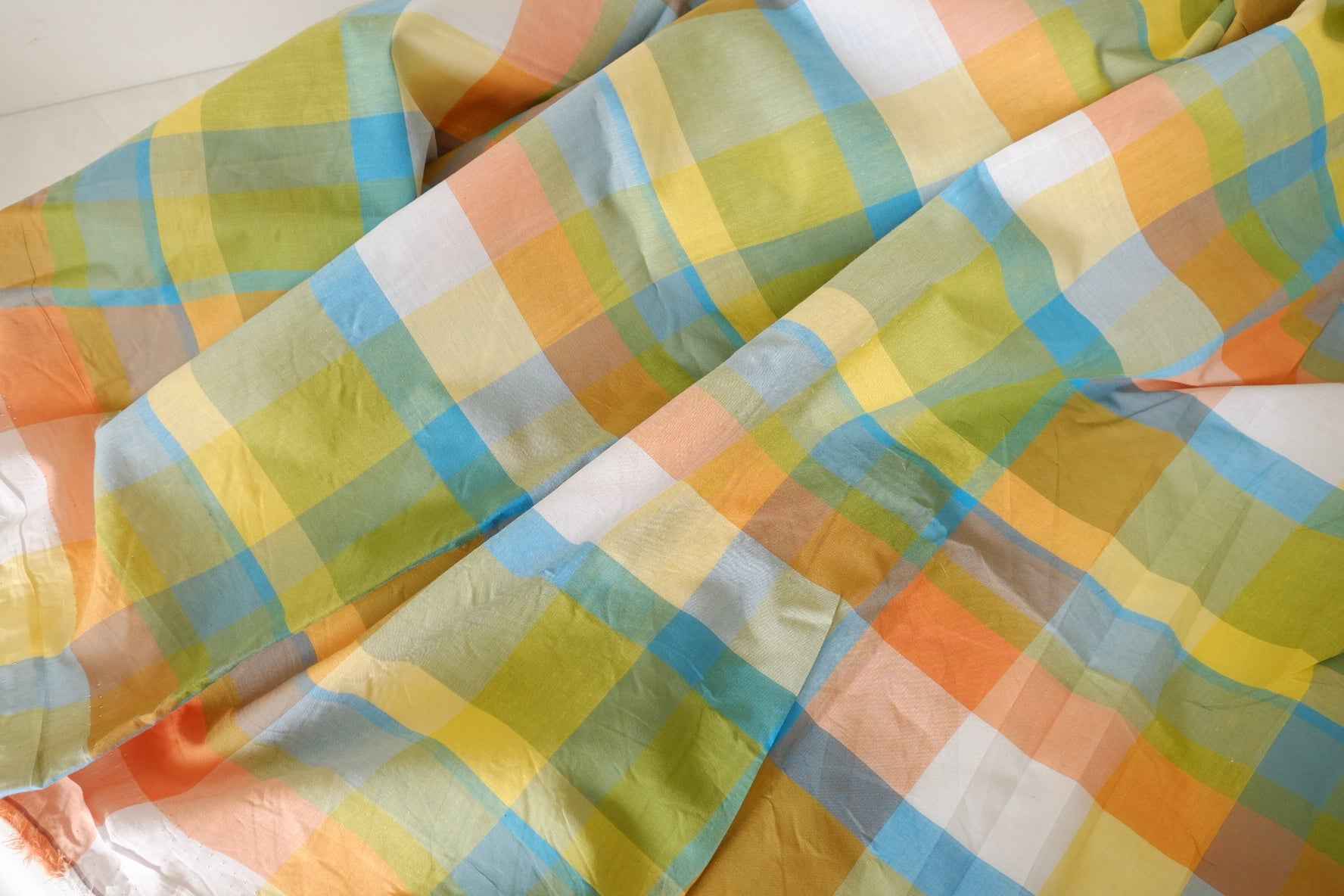 Pastel Windowpane Plaid Yarn Dyed Cotton Fabric – 1.6 yd